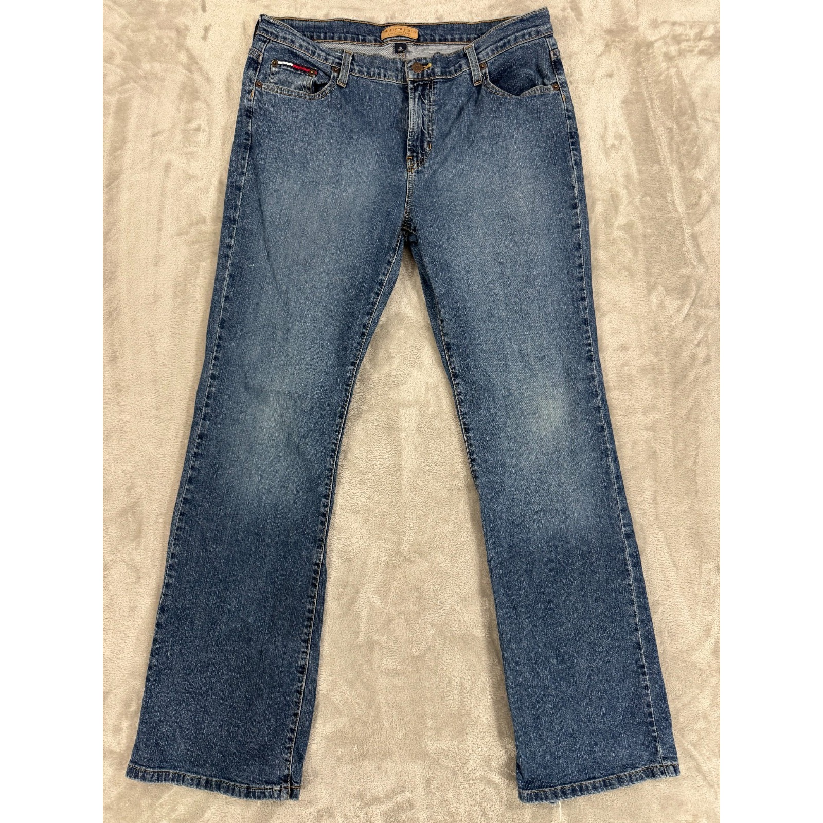 Tommy Jeans Womens 15l Blue Bootcut Flare Stretch Vtg Y2k Mid Rise Medium Wash